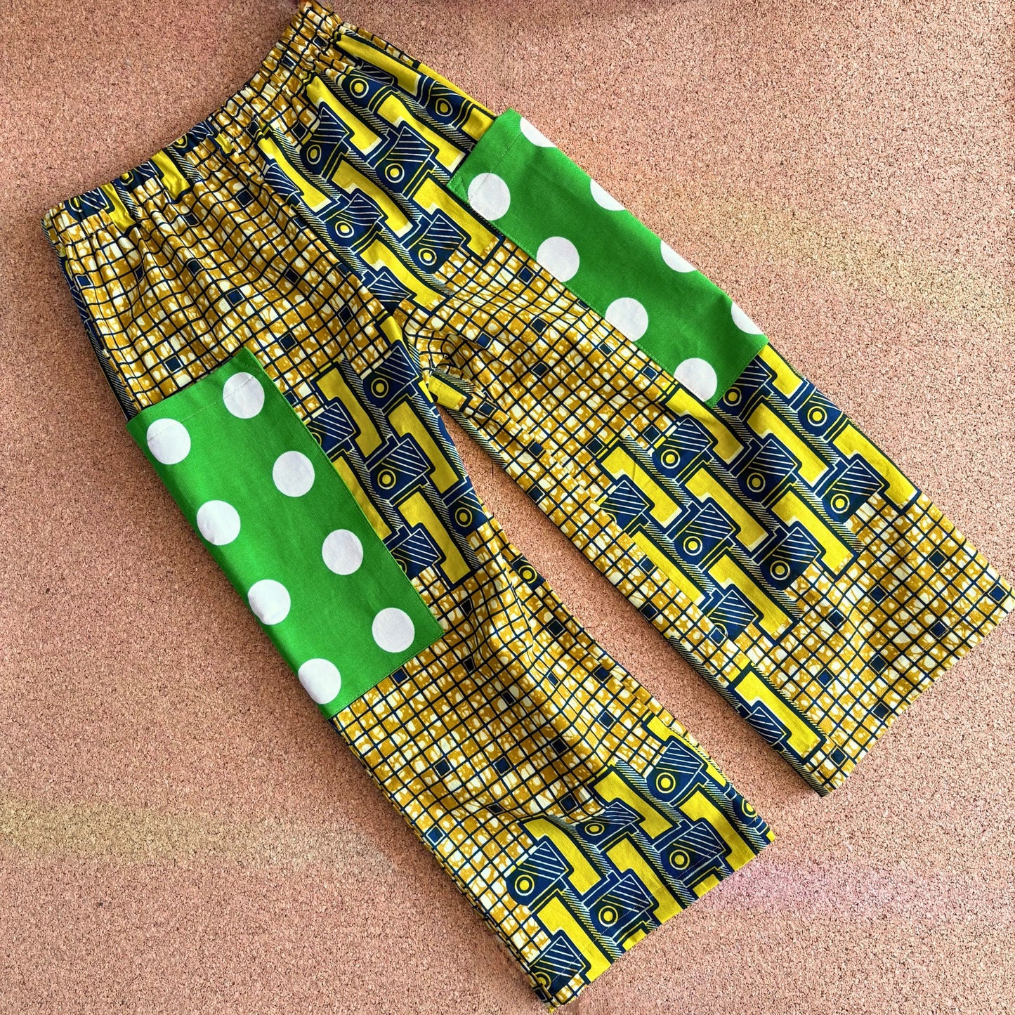 Mustard Checker Wide Leg Trousers