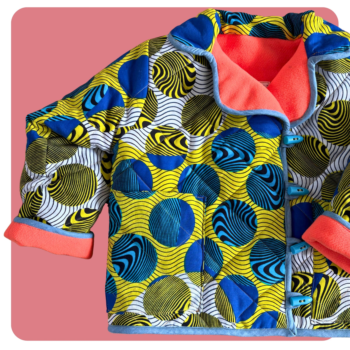 Cosy Circle Print Quilted Coat