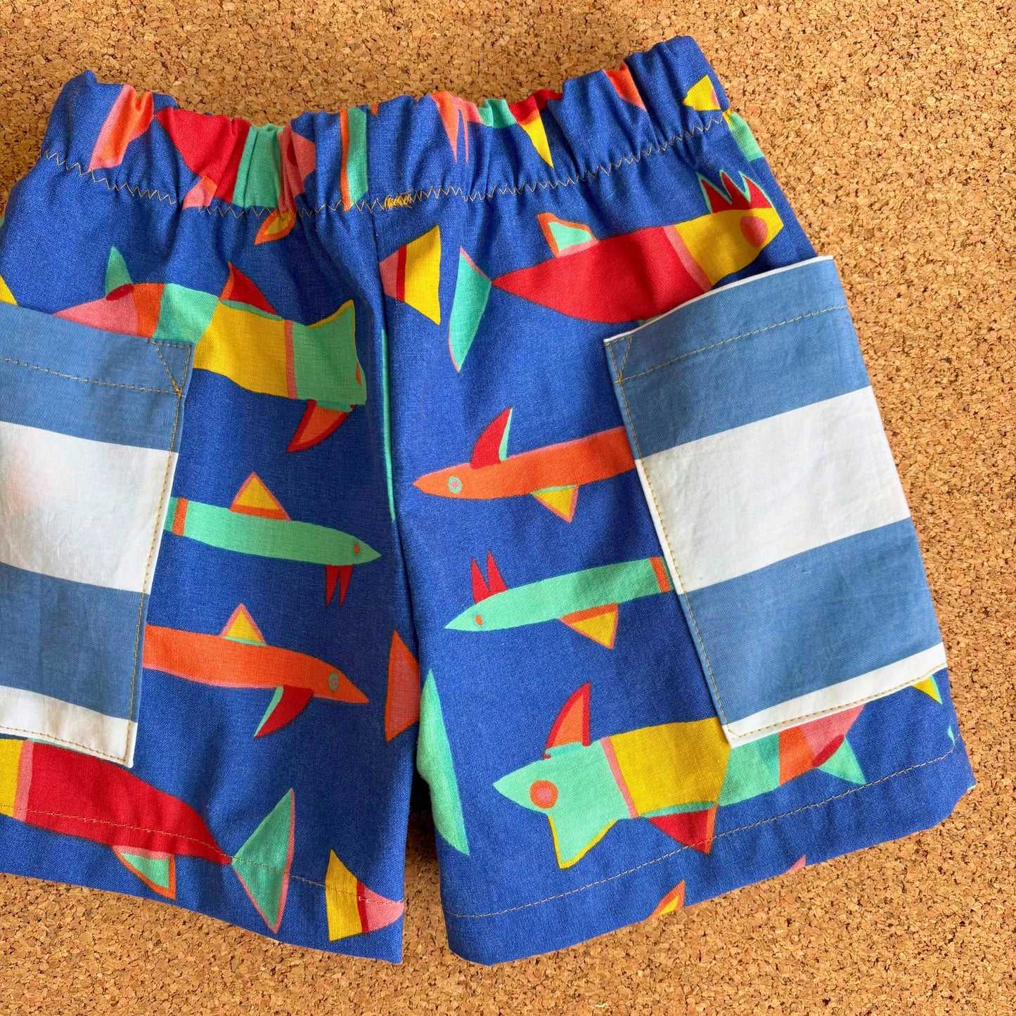Retro Fish Patch Pocket Shorts