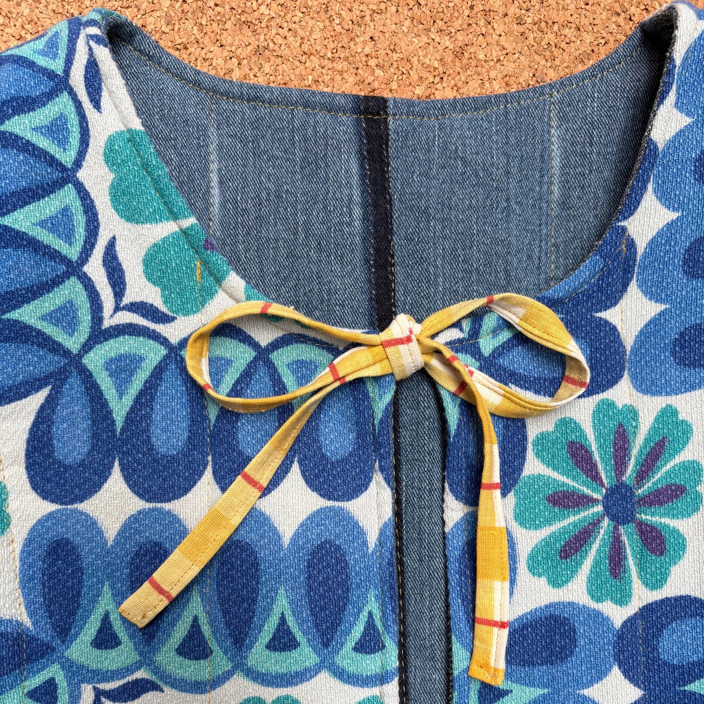 70s Floral Quilted Reversible Waistcoat