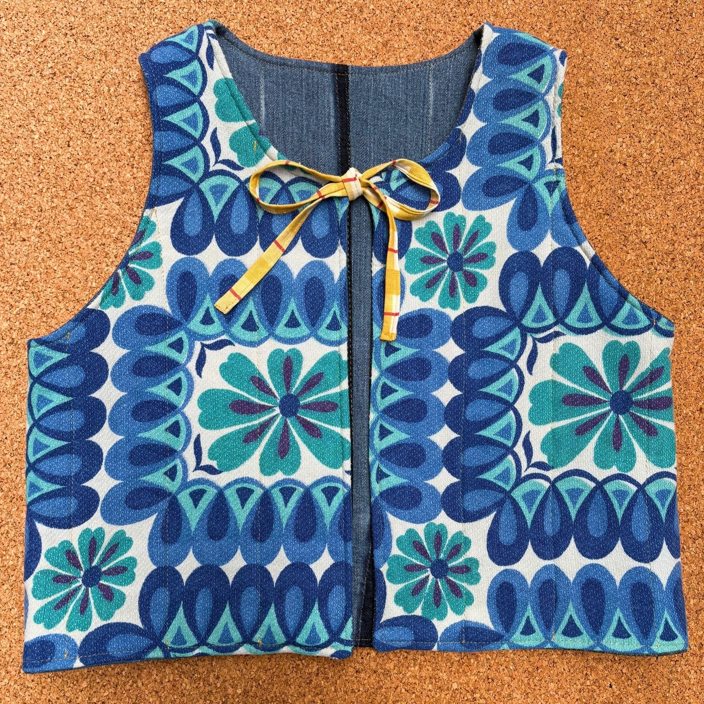 70s Floral Quilted Reversible Waistcoat
