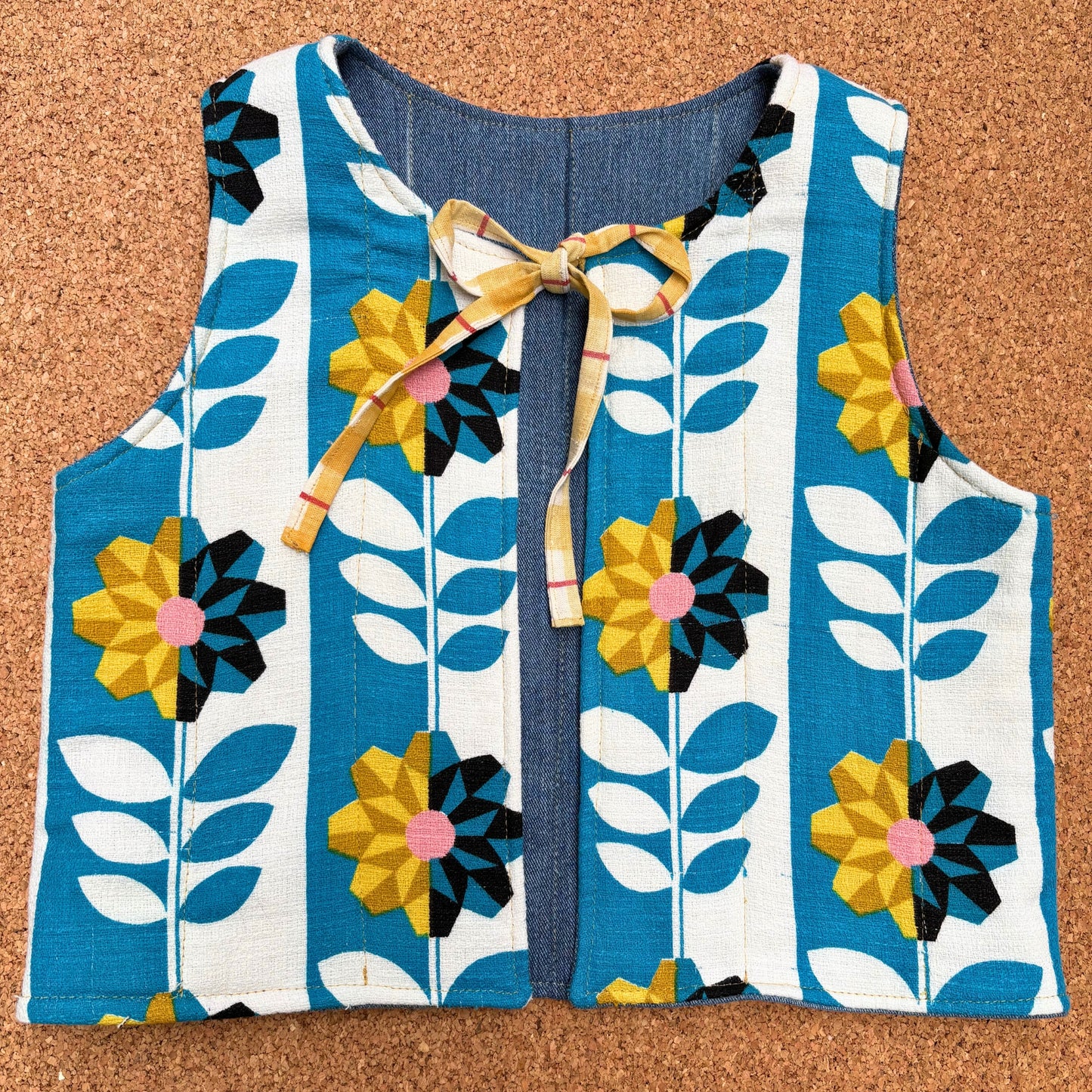 Geometric Floral Quilted Reversible Waistcoat