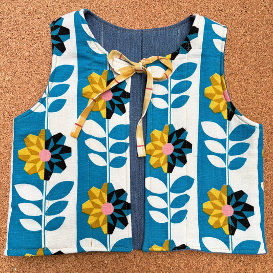 Geometric Floral Quilted Reversible Waistcoat