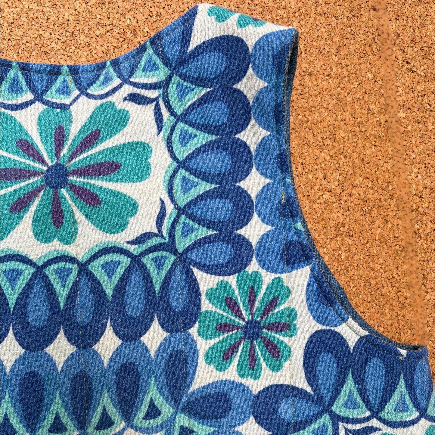 70s Floral Quilted Reversible Waistcoat