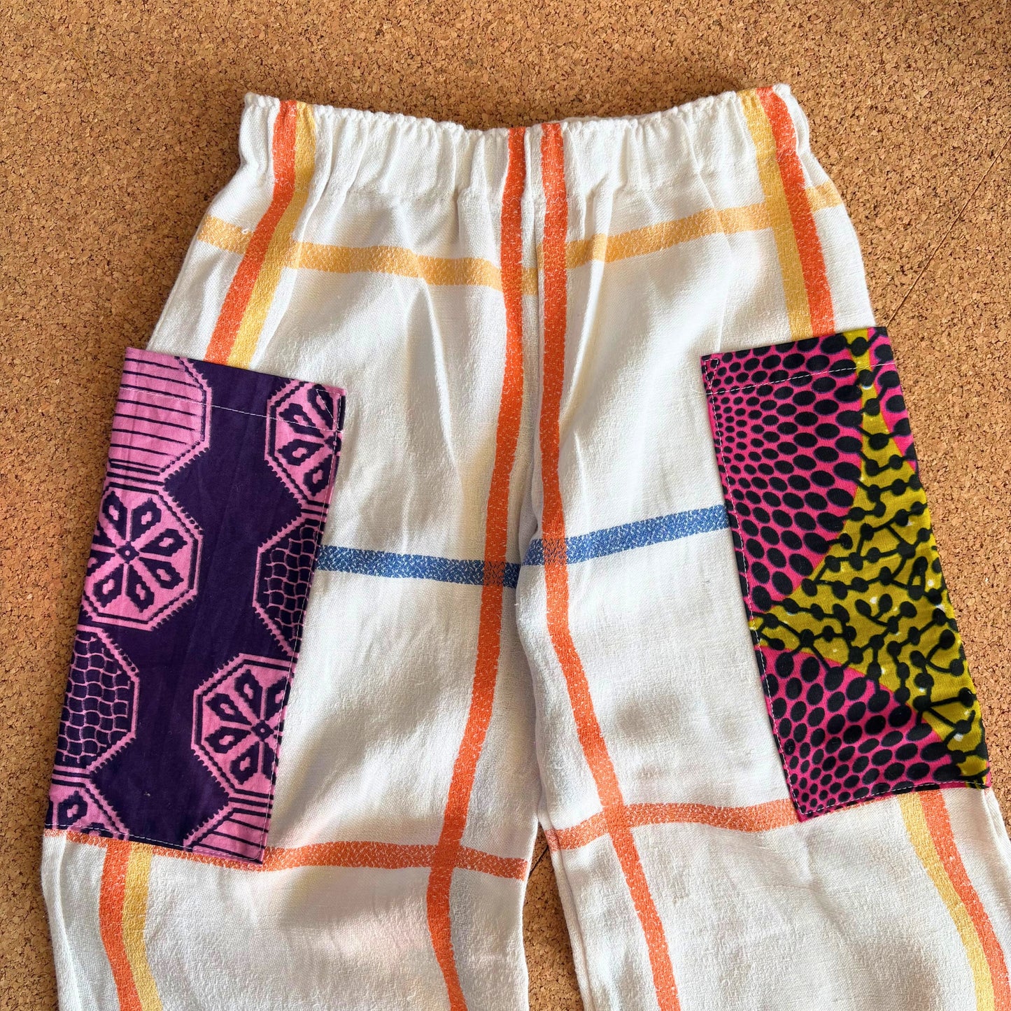White & Orange Tablecloth Check Wide Leg Trousers
