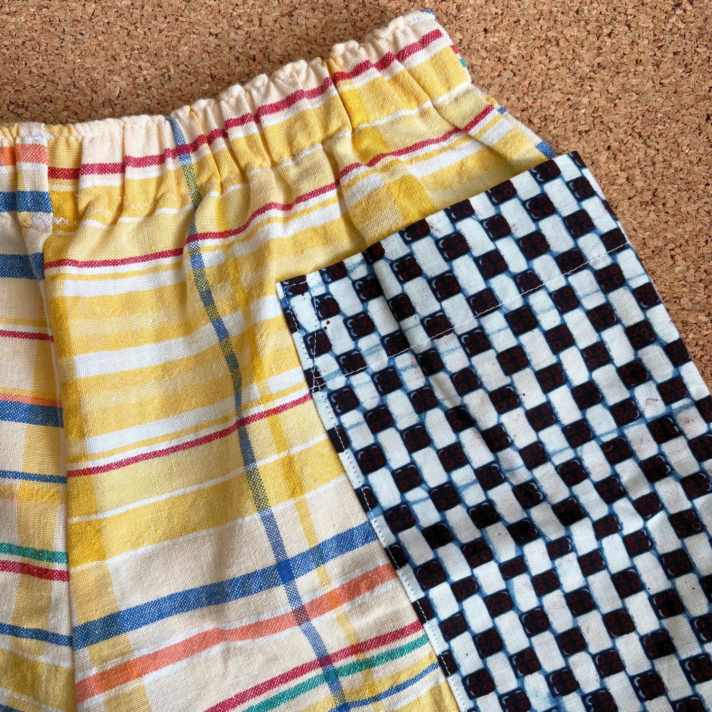 Yellow Seersucker Patch Pocket Shorts