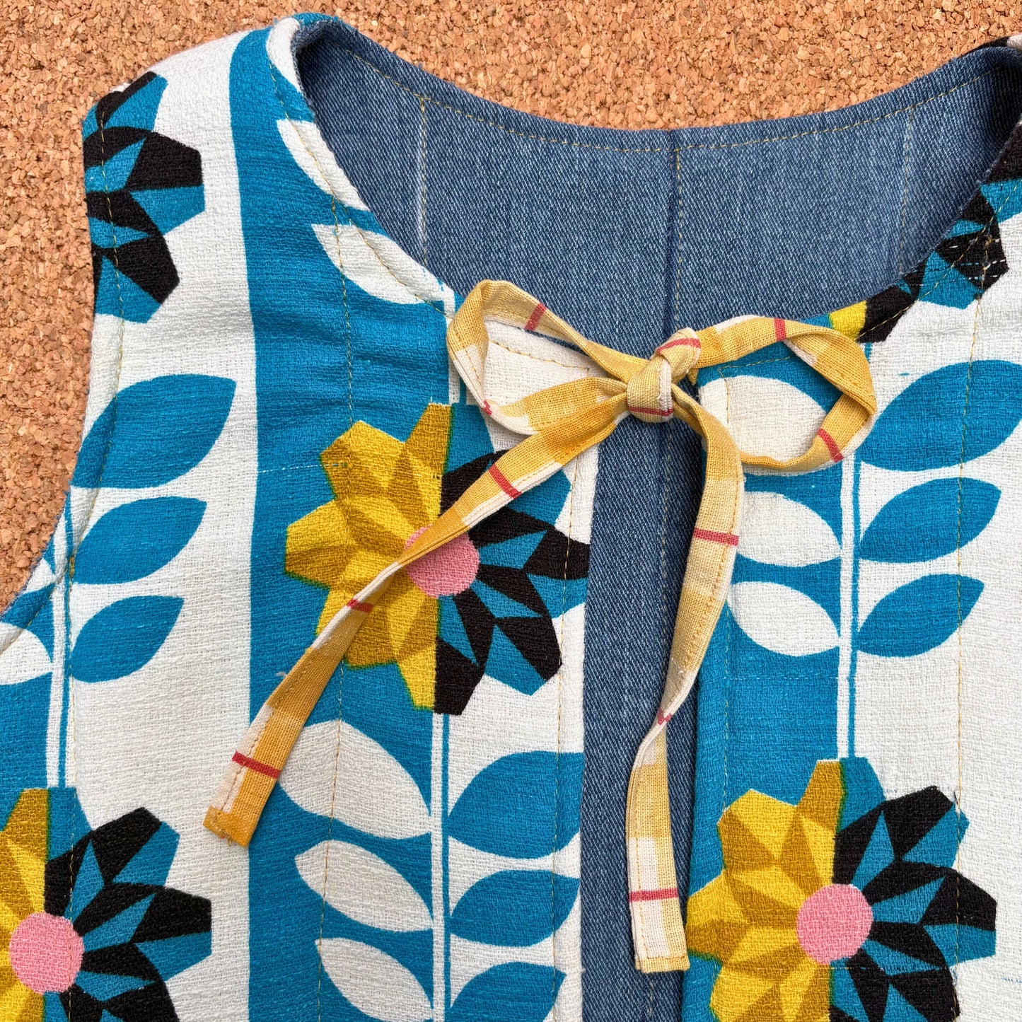 Geometric Floral Quilted Reversible Waistcoat
