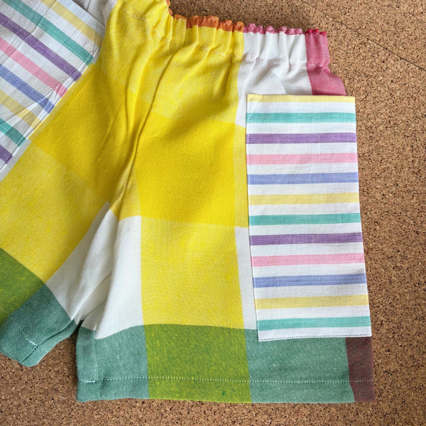 Large Bright Check Patch Pocket Shorts