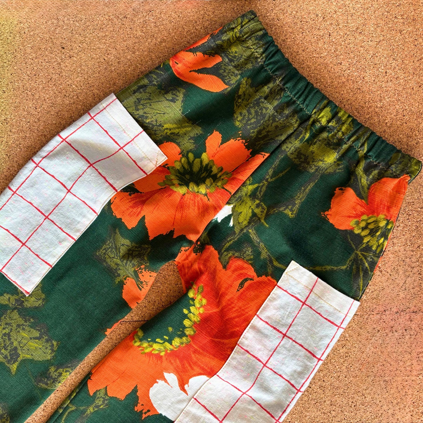 Bright Orange Floral Wide Leg Trousers