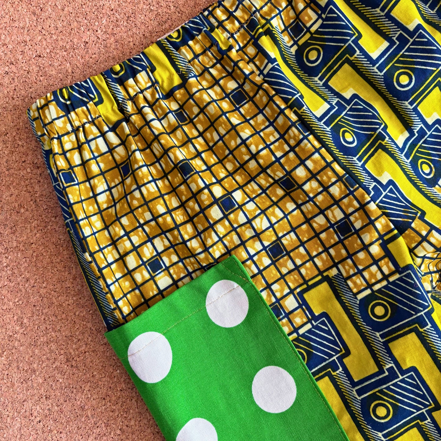 Mustard Checker Wide Leg Trousers