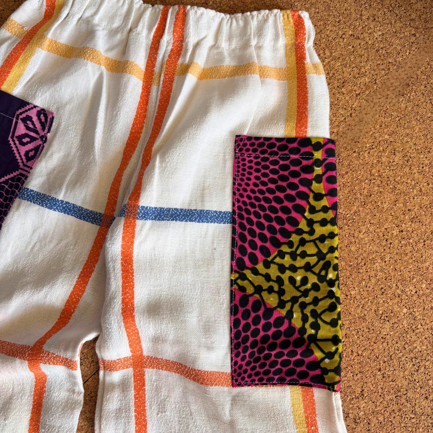 White & Orange Tablecloth Check Wide Leg Trousers