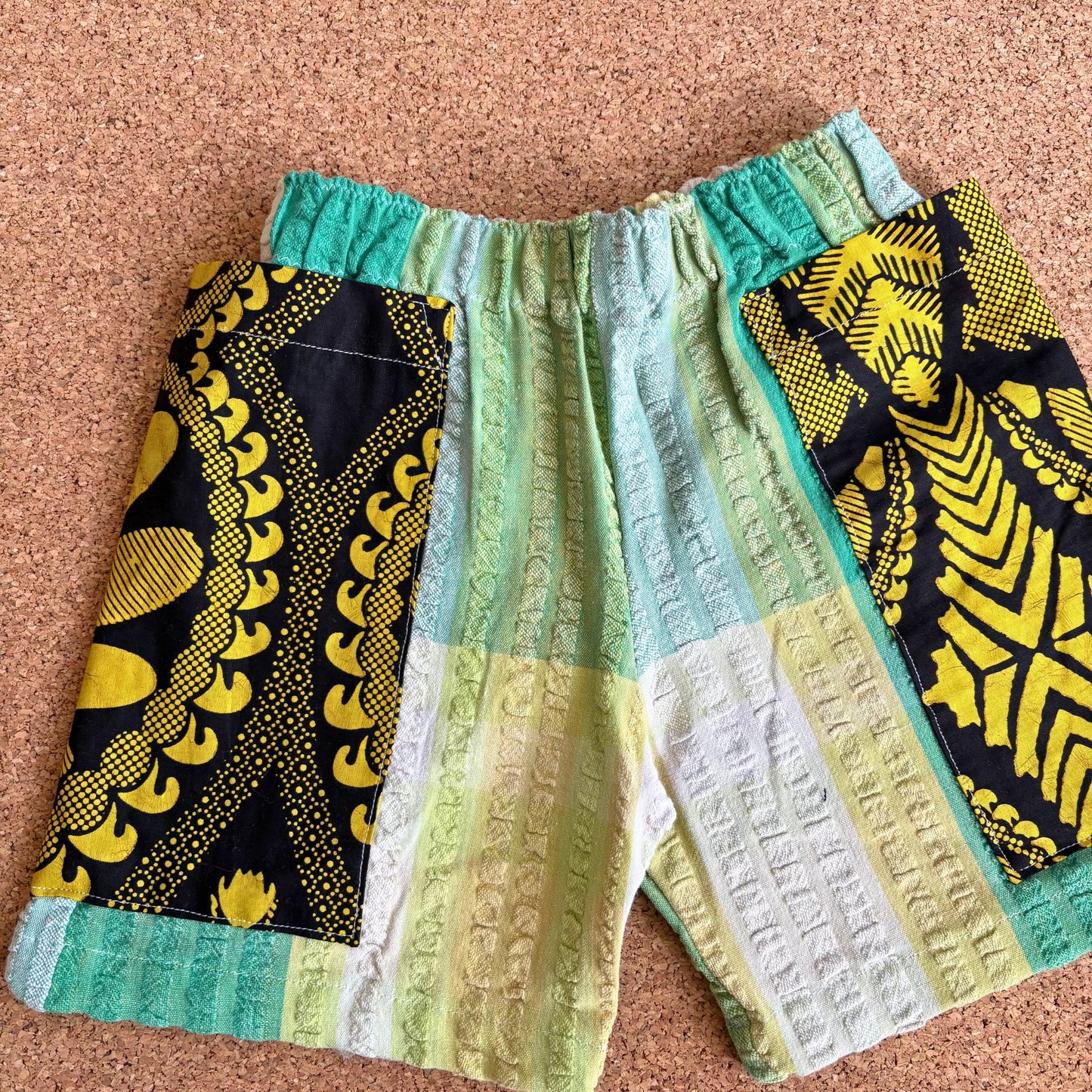 Green Seersucker Patch Pocket Shorts