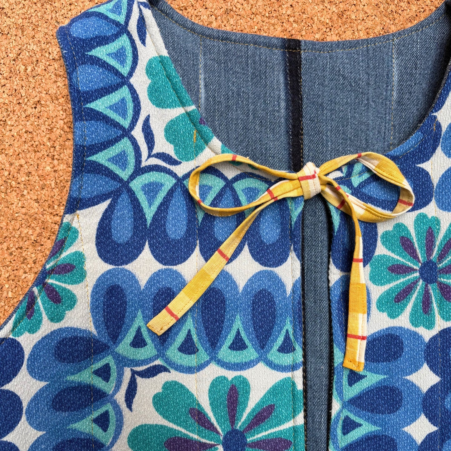 70s Floral Quilted Reversible Waistcoat