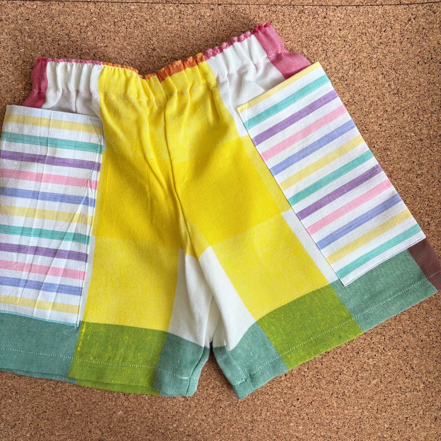 Large Bright Check Patch Pocket Shorts