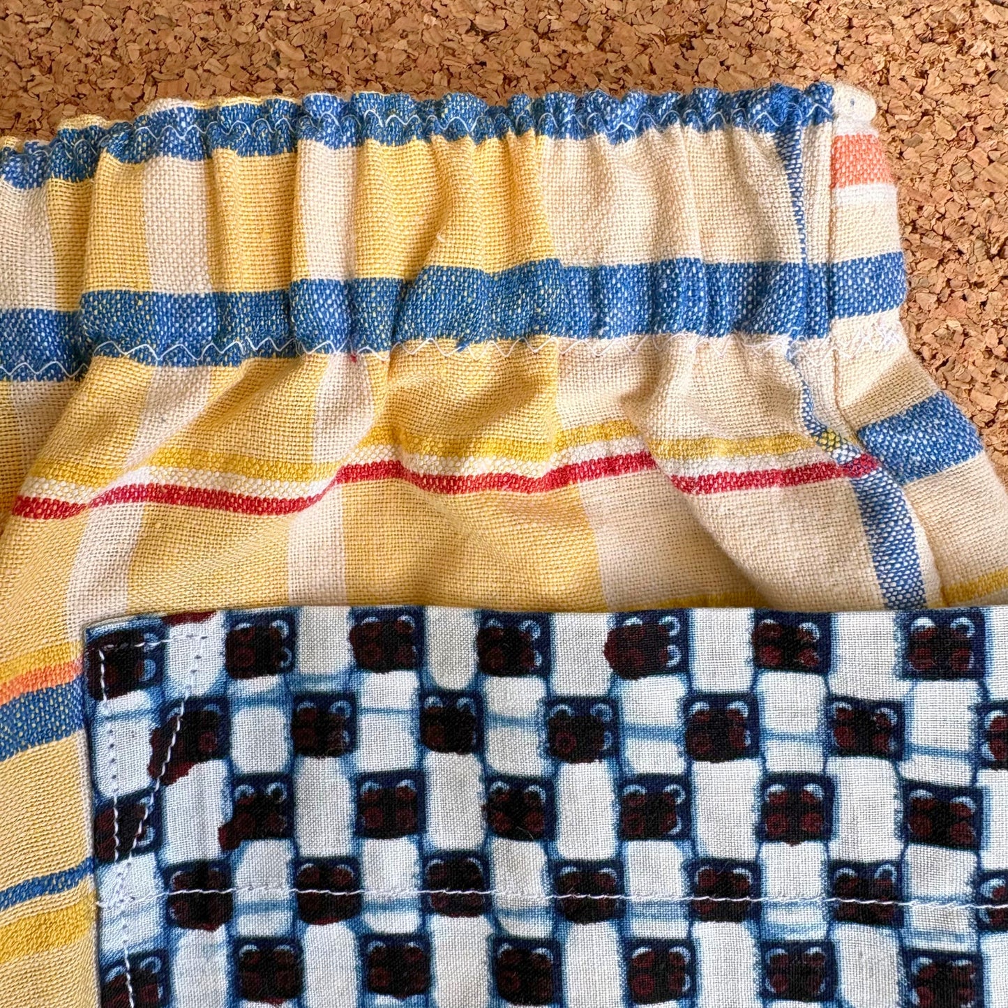 Yellow Seersucker Patch Pocket Shorts