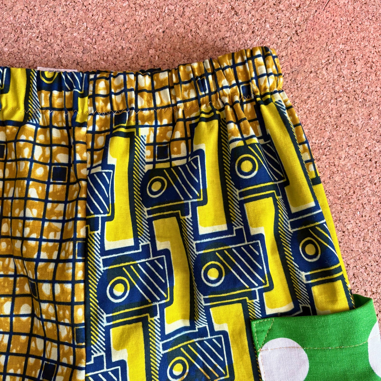 Mustard Checker Wide Leg Trousers