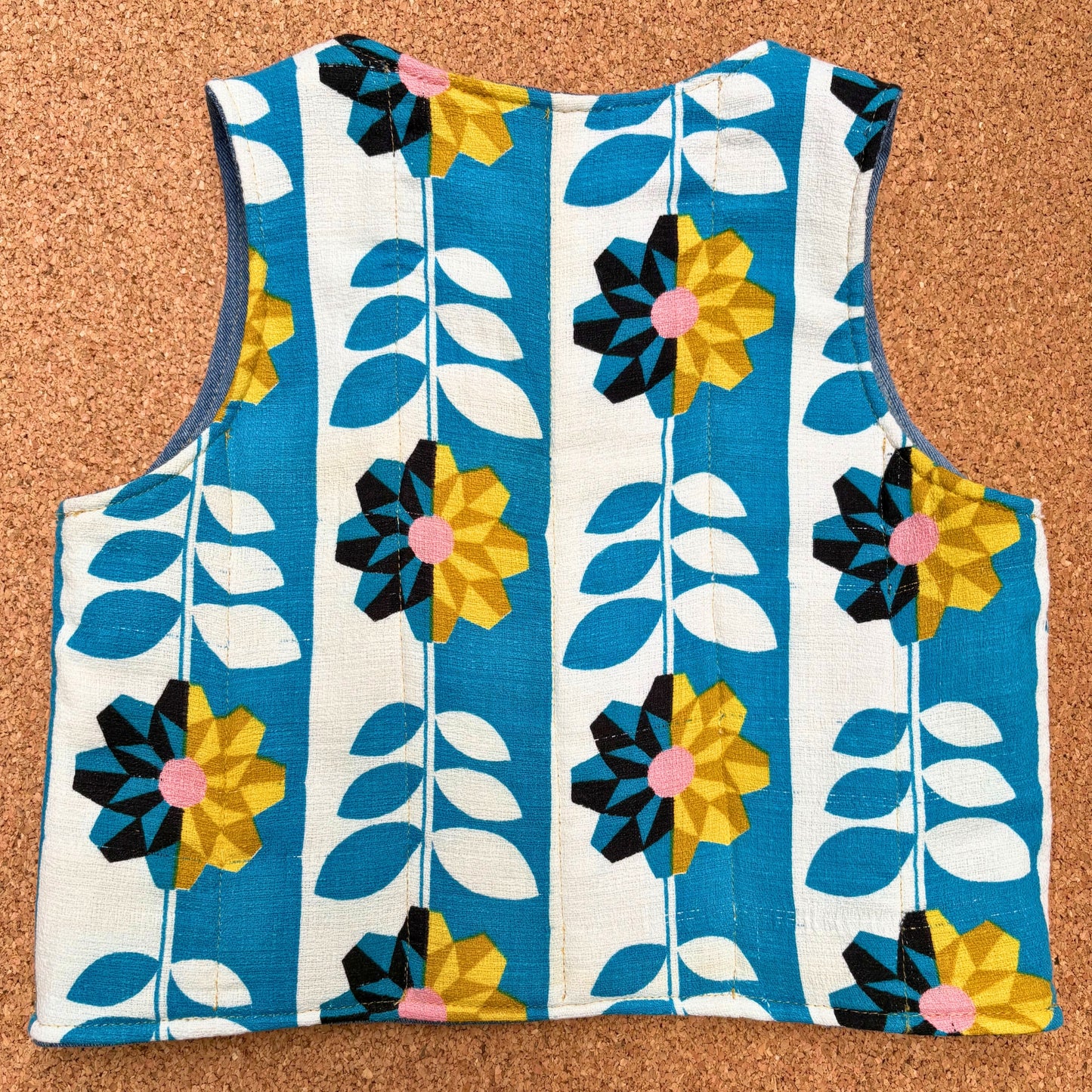 Geometric Floral Quilted Reversible Waistcoat