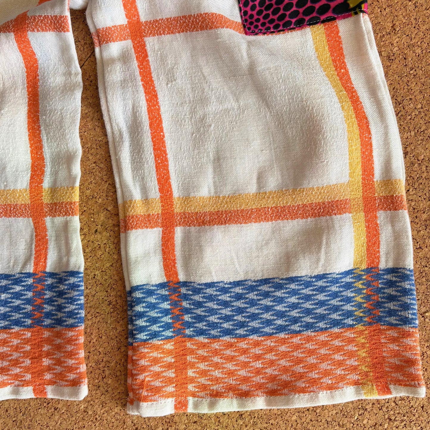 White & Orange Tablecloth Check Wide Leg Trousers