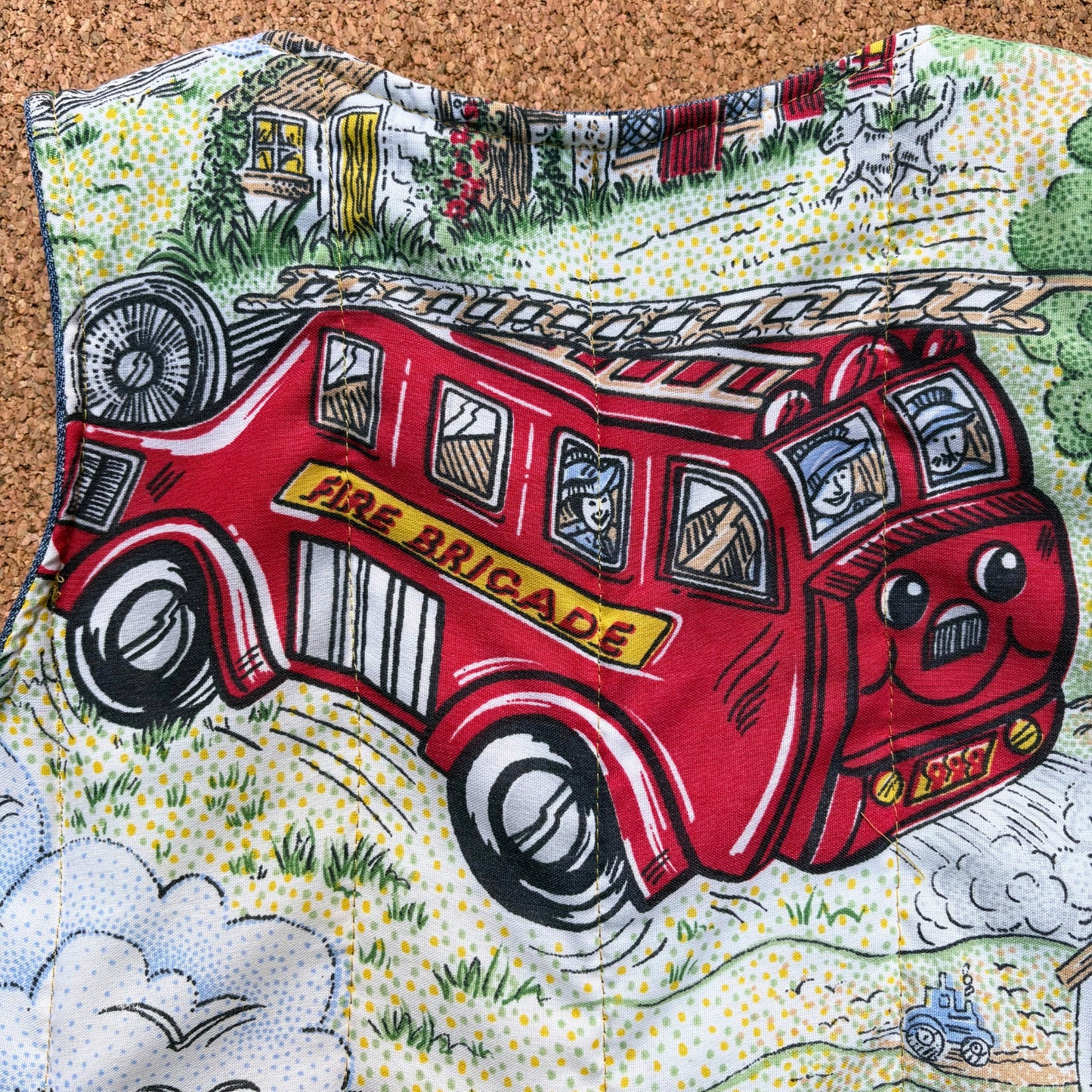 Planes, Trains and Fire-Engines Quilted Reversible Waistcoat