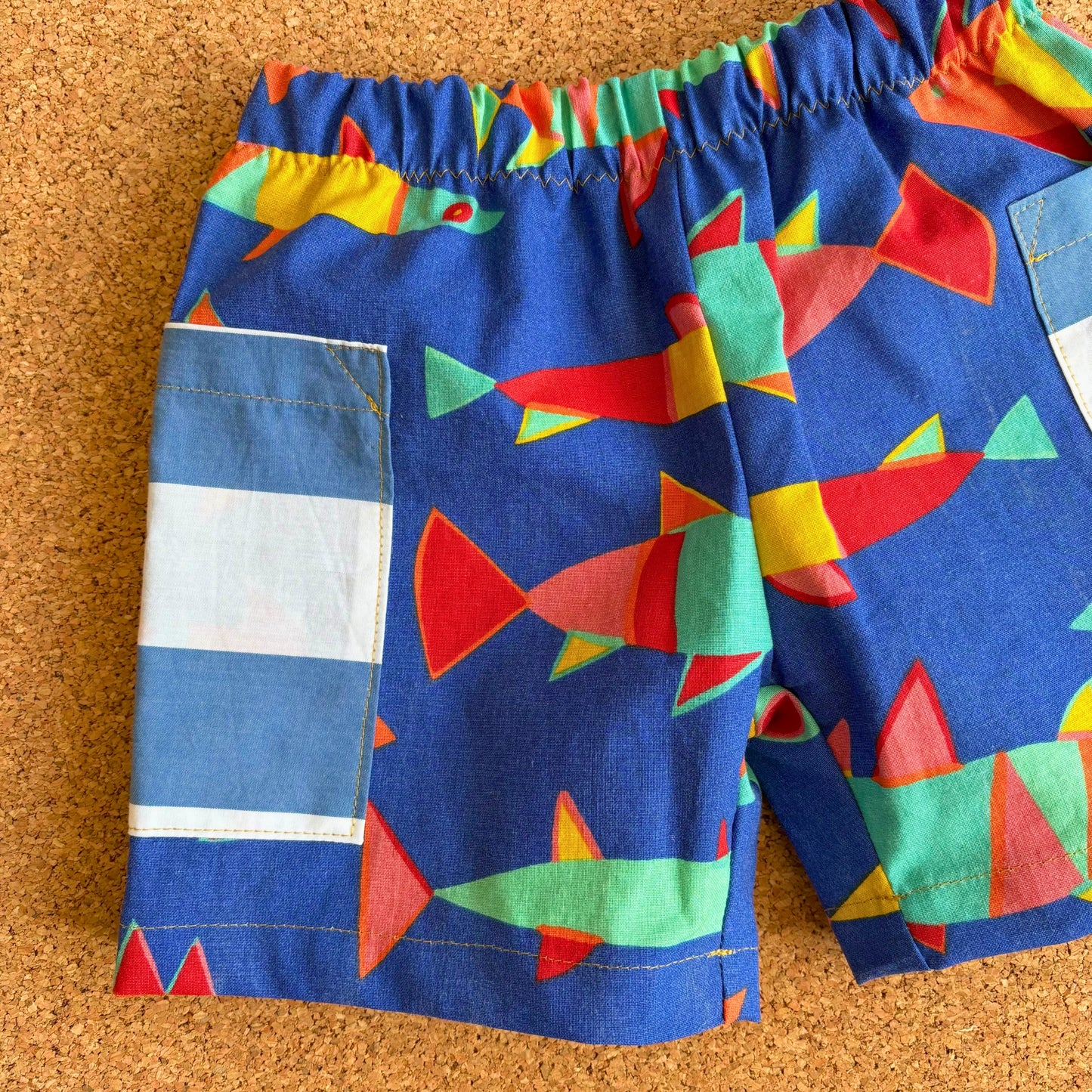 Retro Fish Patch Pocket Shorts