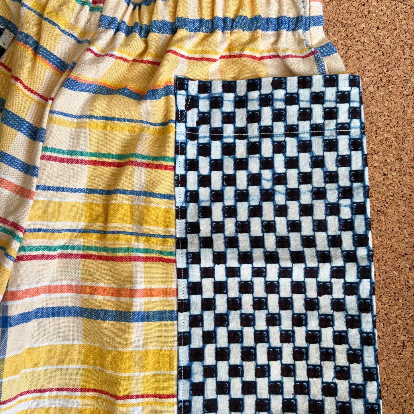 Yellow Seersucker Patch Pocket Shorts