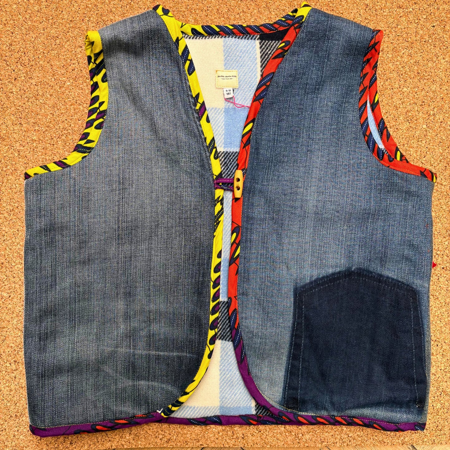 Denim Waistcoat with Rainbow Fringe