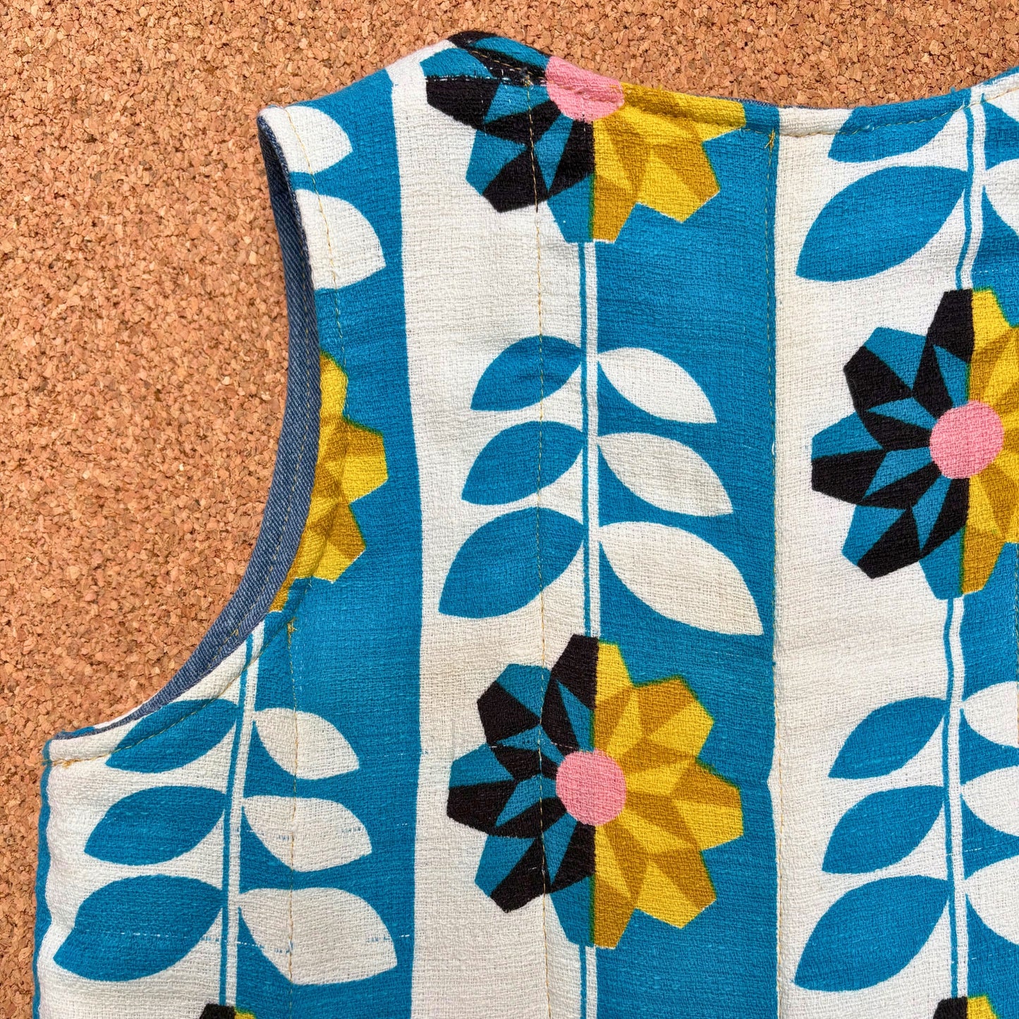 Geometric Floral Quilted Reversible Waistcoat