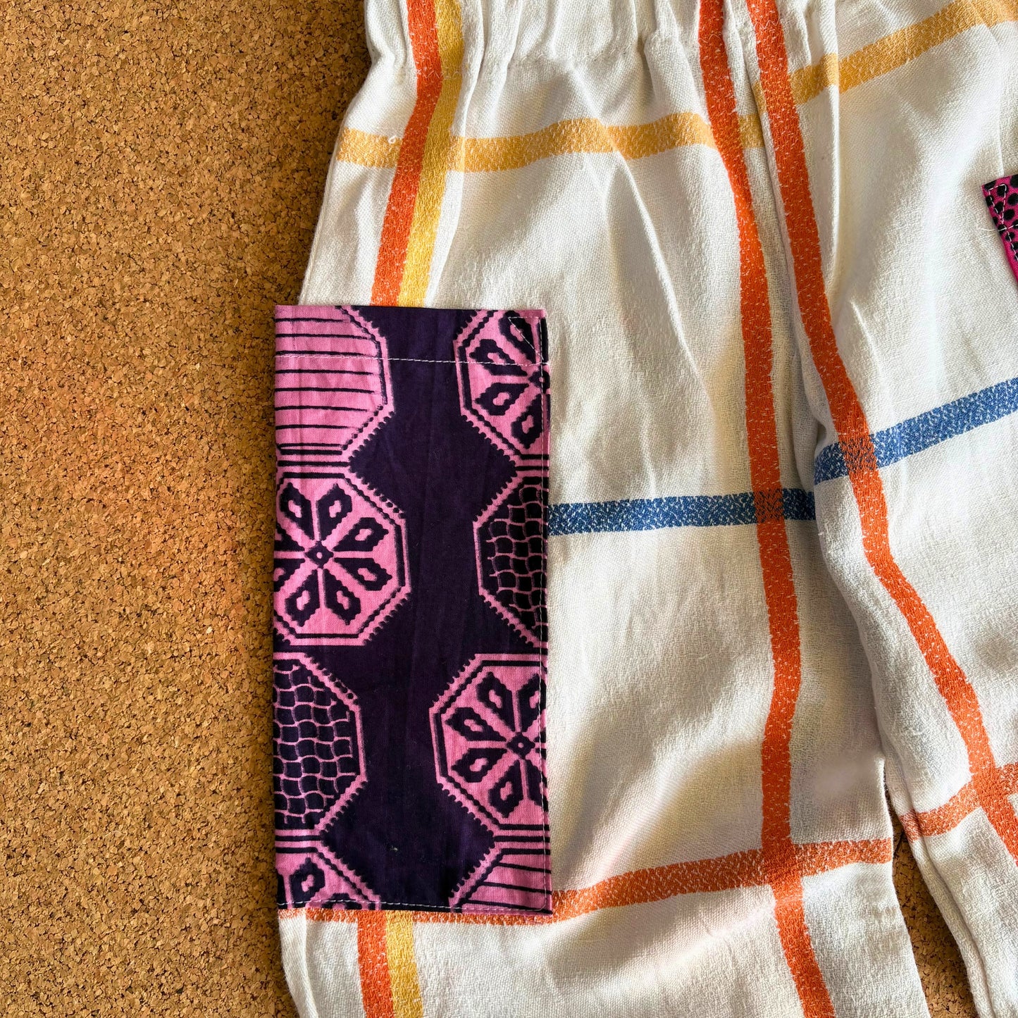White & Orange Tablecloth Check Wide Leg Trousers