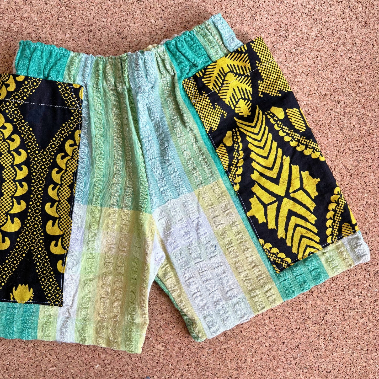 Green Seersucker Patch Pocket Shorts
