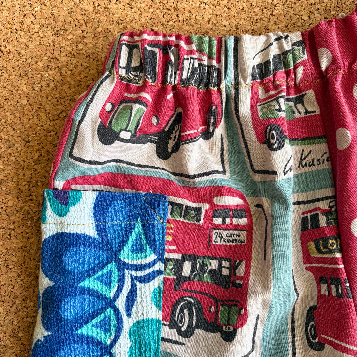 London Bus Patch Pocket Shorts