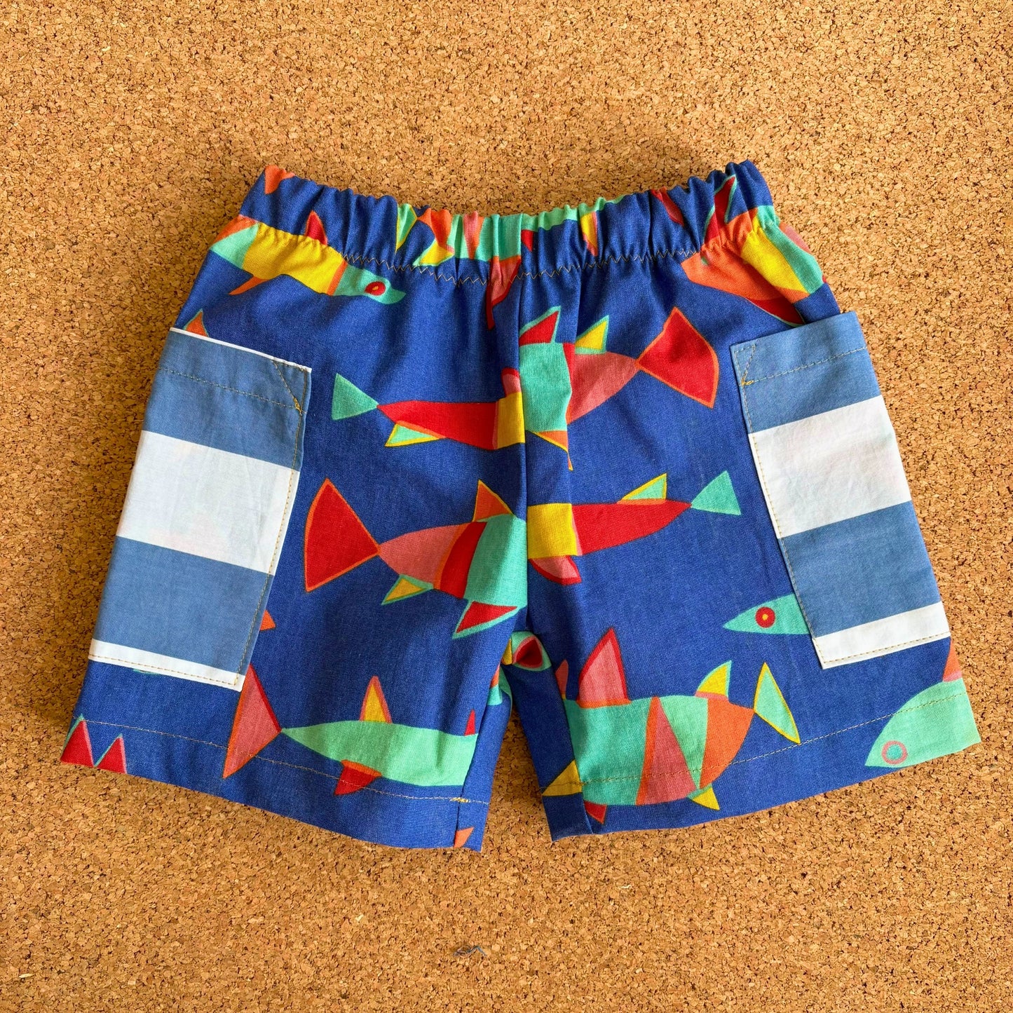 Retro Fish Patch Pocket Shorts