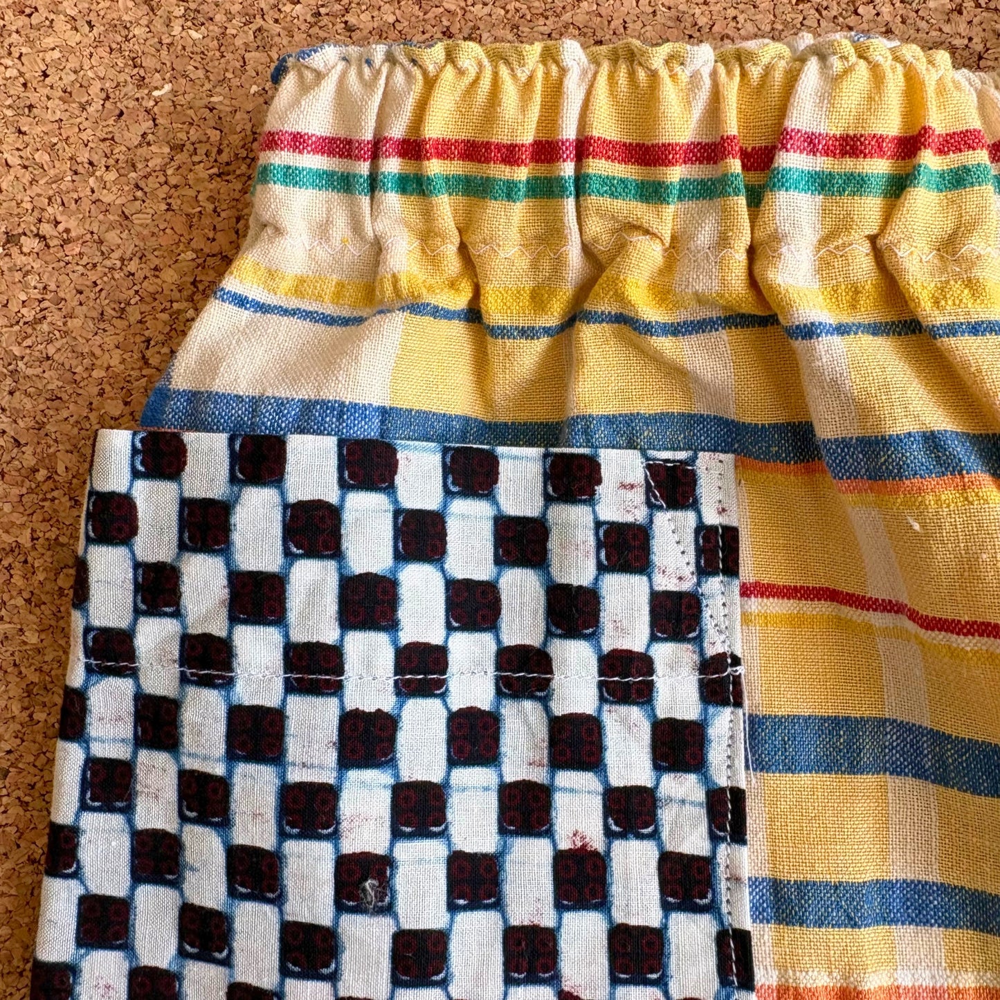 Yellow Seersucker Patch Pocket Shorts