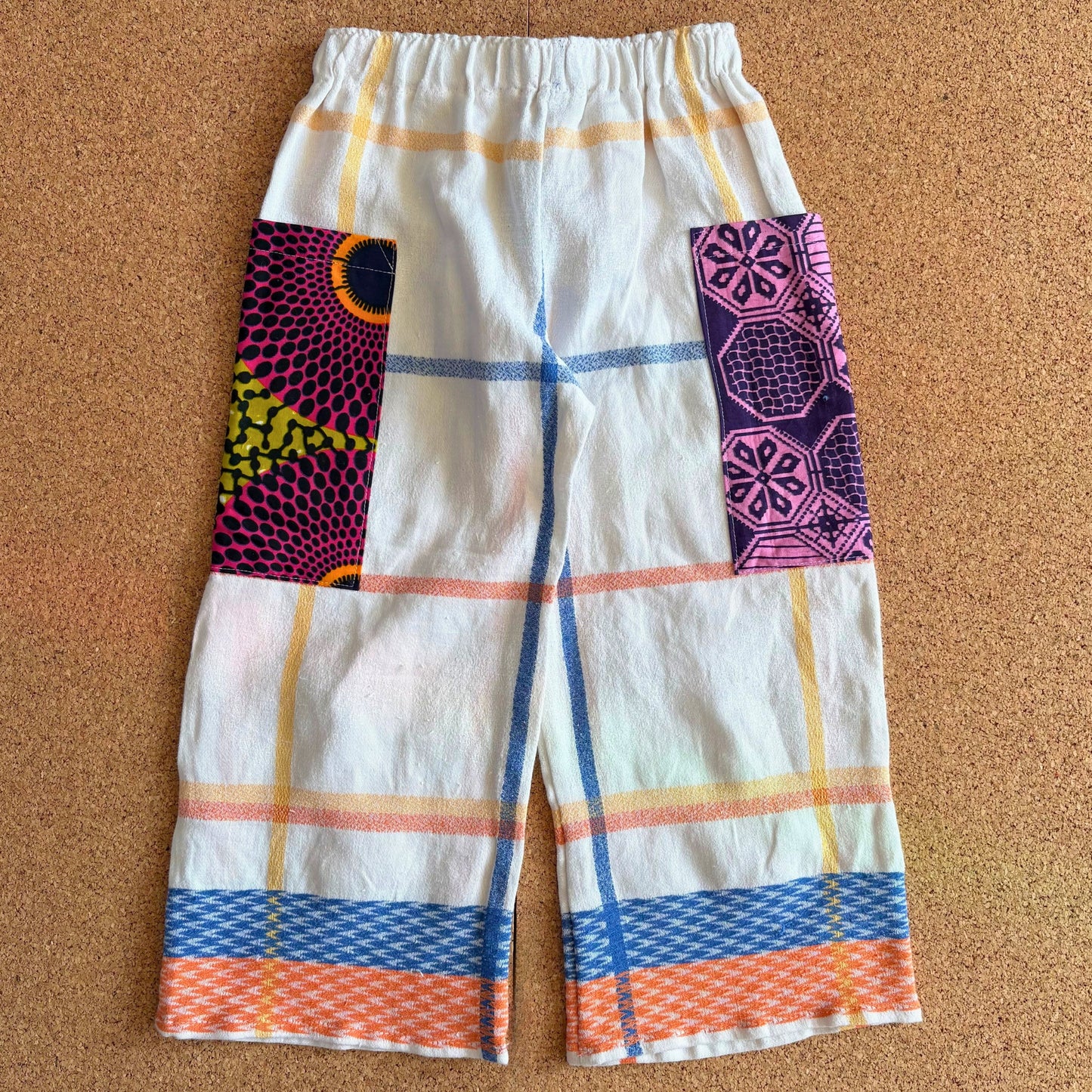 White & Orange Tablecloth Check Wide Leg Trousers