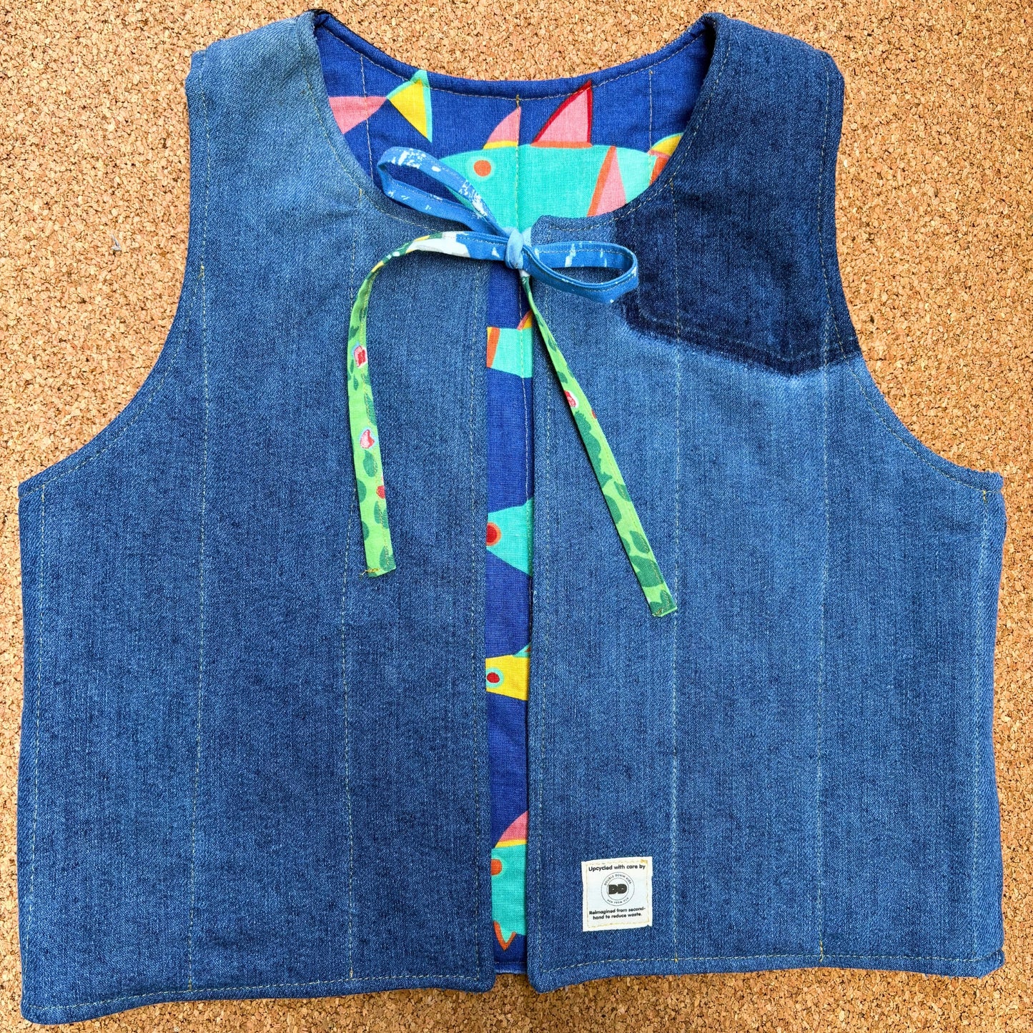 Retro Fish Quilted Reversible Waistcoat
