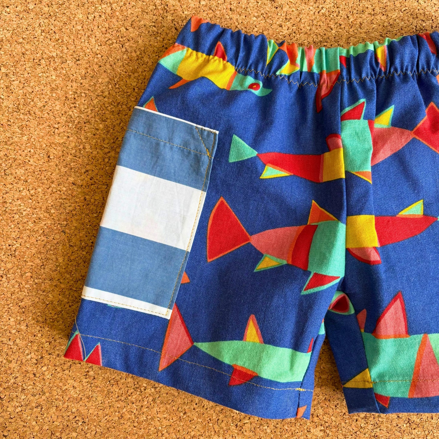 Retro Fish Patch Pocket Shorts