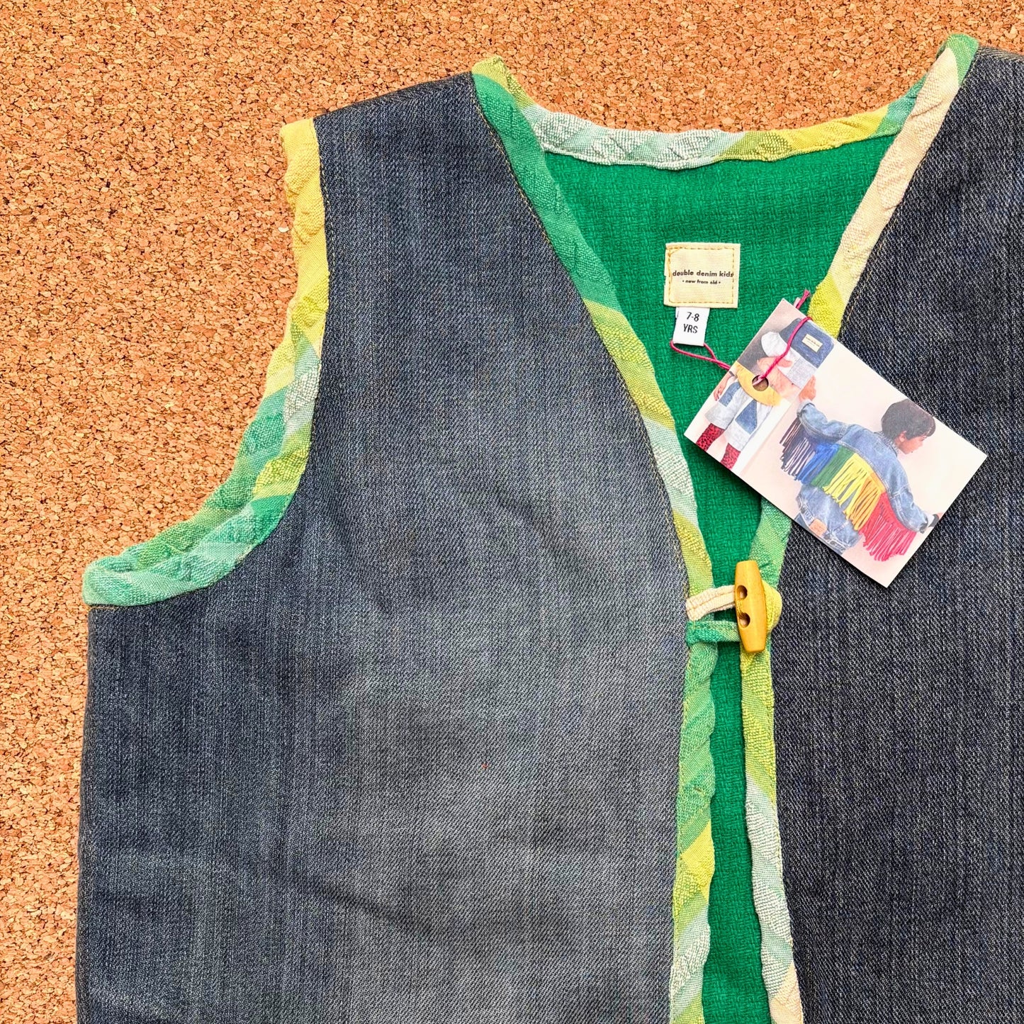 Denim Waistcoat with Rainbow Fringe