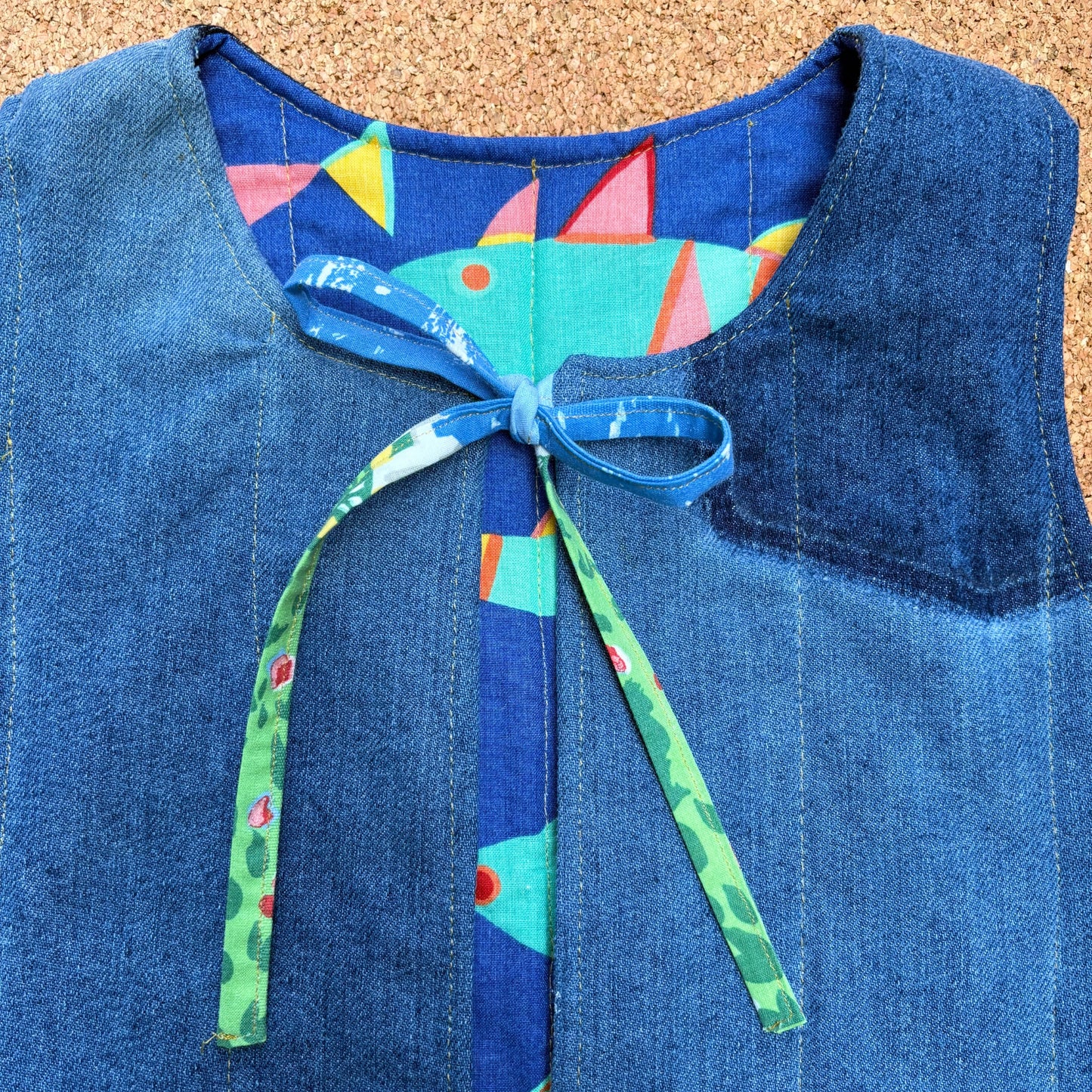 Retro Fish Quilted Reversible Waistcoat