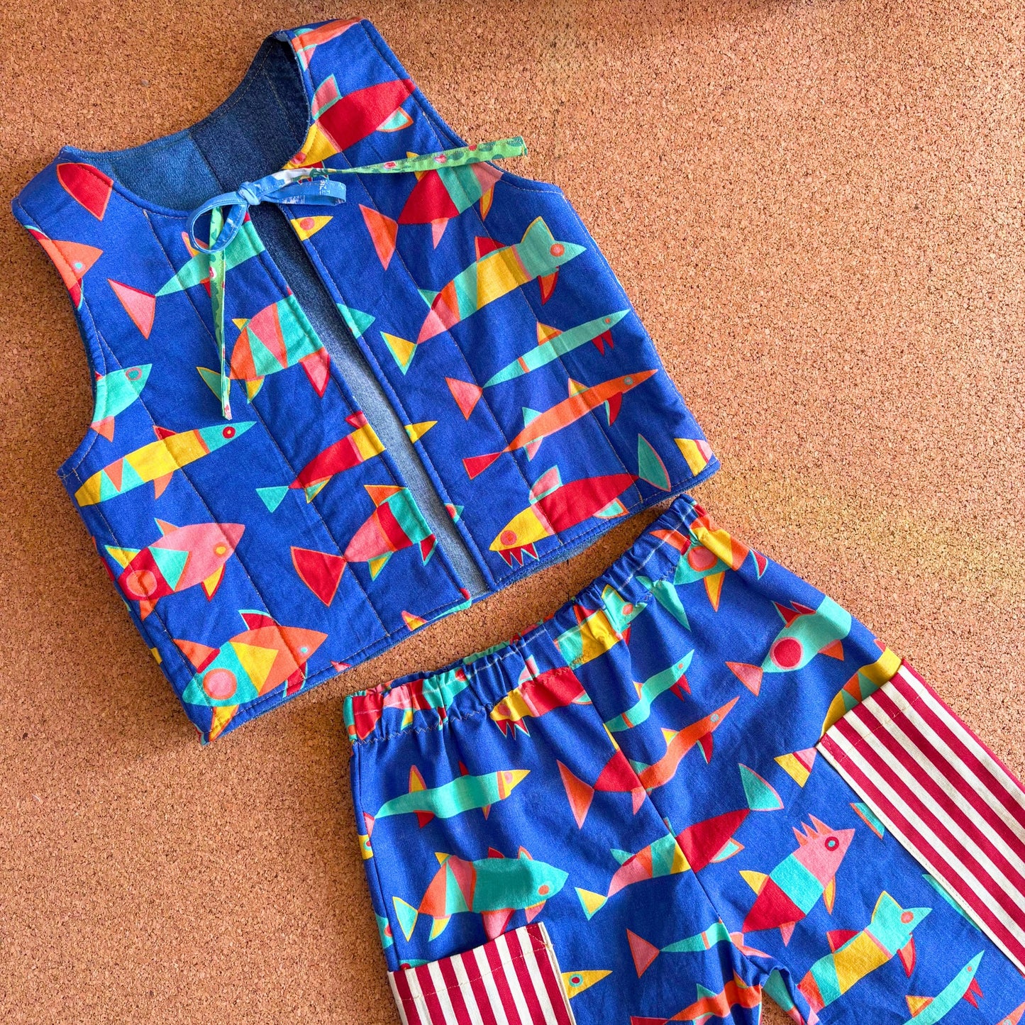 Retro Fish Wide Leg Trousers