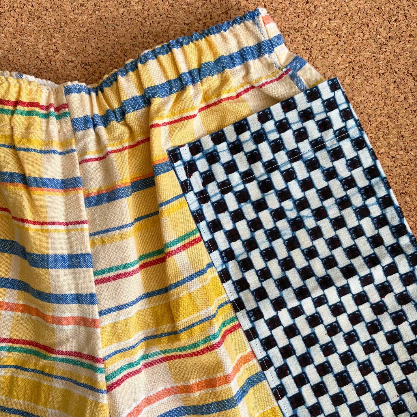 Yellow Seersucker Patch Pocket Shorts