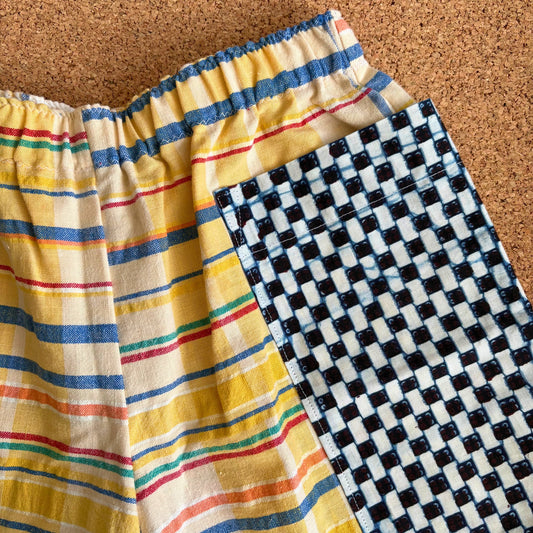 Yellow Seersucker Patch Pocket Shorts