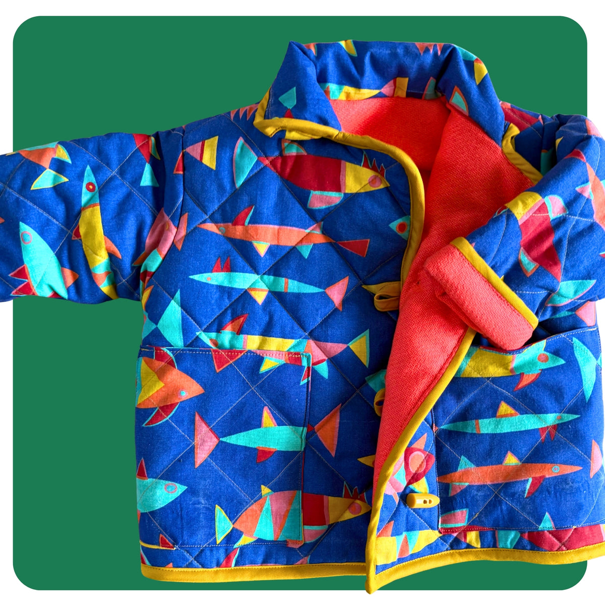 Retro Fish Cosy Quilted Coat