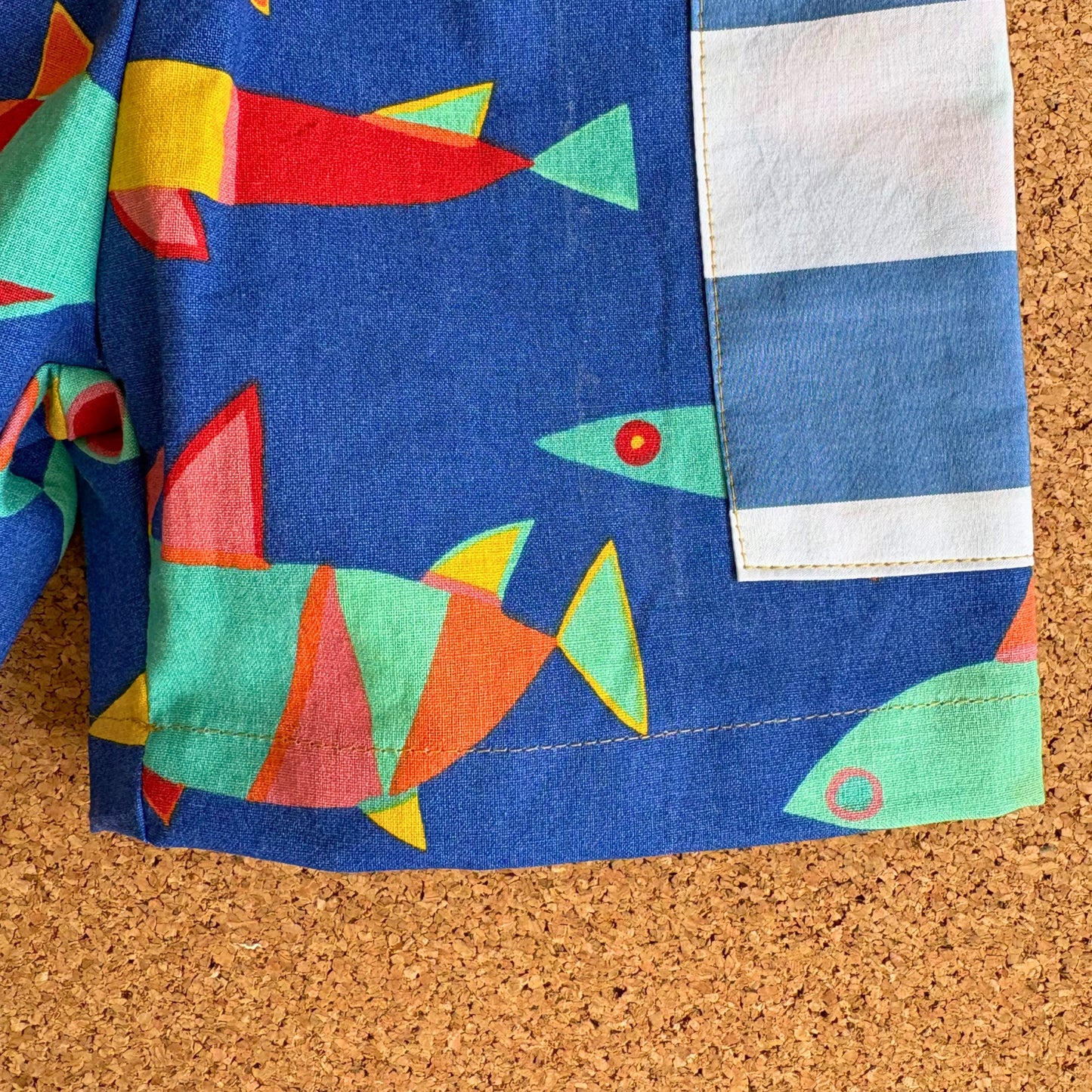 Retro Fish Patch Pocket Shorts