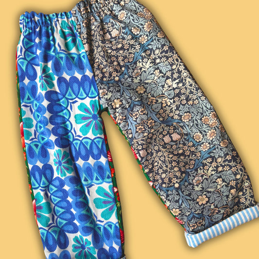 Cosy Turn-Up Trousers - Age 7-8 Triple Floral