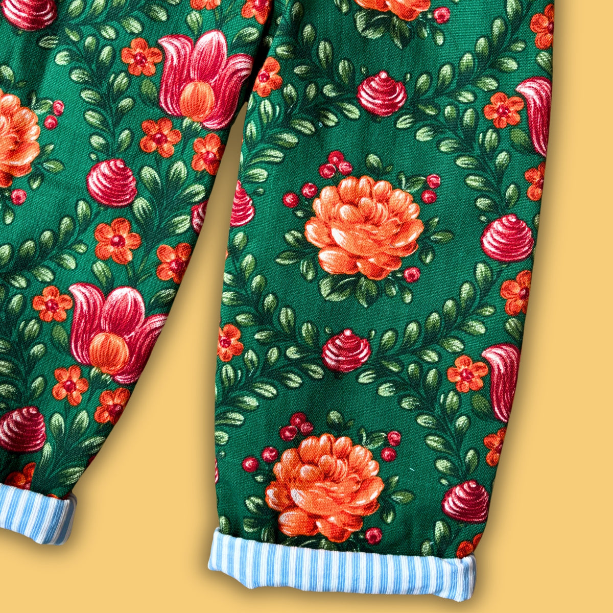 Cosy Turn-Up Trousers - Age 7-8 Triple Floral